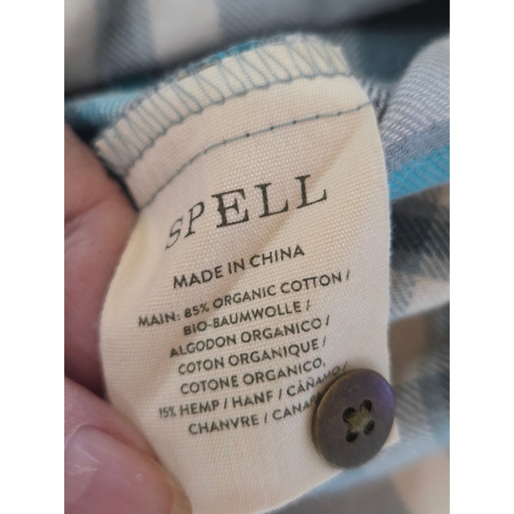Spell Maverick Flannel XL Sage Plaid Organic Cotton Hemp Button Up Shirt NWT - Picture 11 of 14